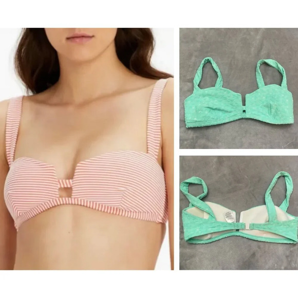 New! Onia Kirsten Mint Green Geometric Print Bikini Top 21517 - Picture 1 of 8
